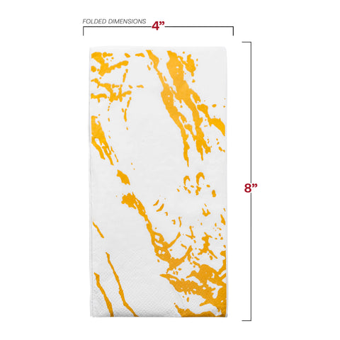 White with Gold Marble Paper Dinner Napkins Dimension | The Kaya Collection