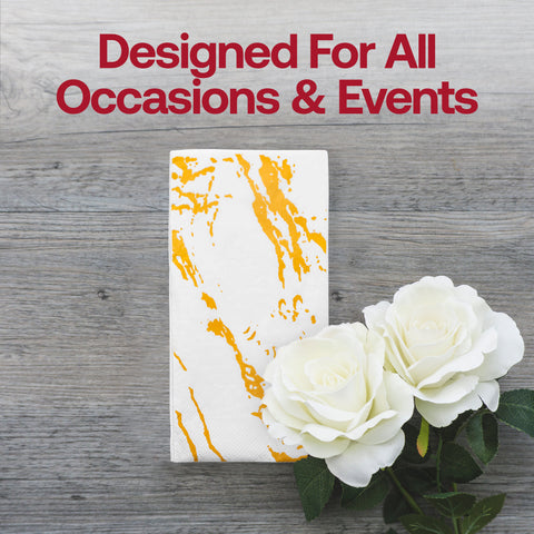 White with Gold Marble Paper Dinner Napkins Lifestyle | The Kaya Collection