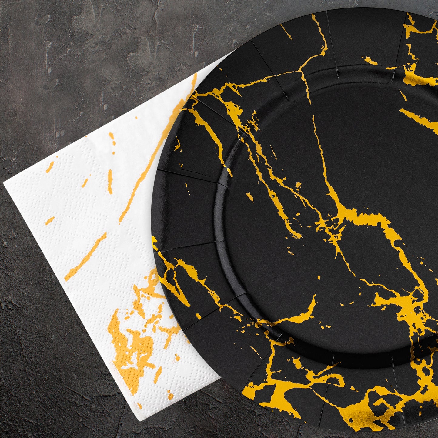 White with Gold Paint Splatter Disposable Paper Beverage/Cocktail Napkins