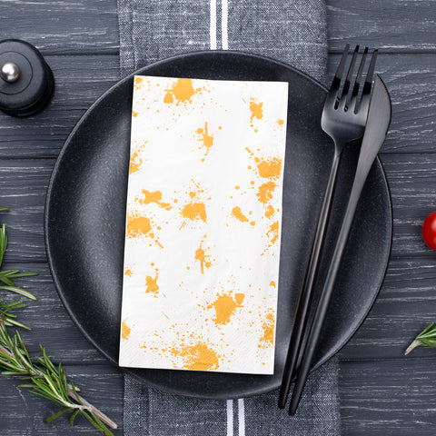 White with Gold Paint Splatter Disposable Paper Dinner Napkins