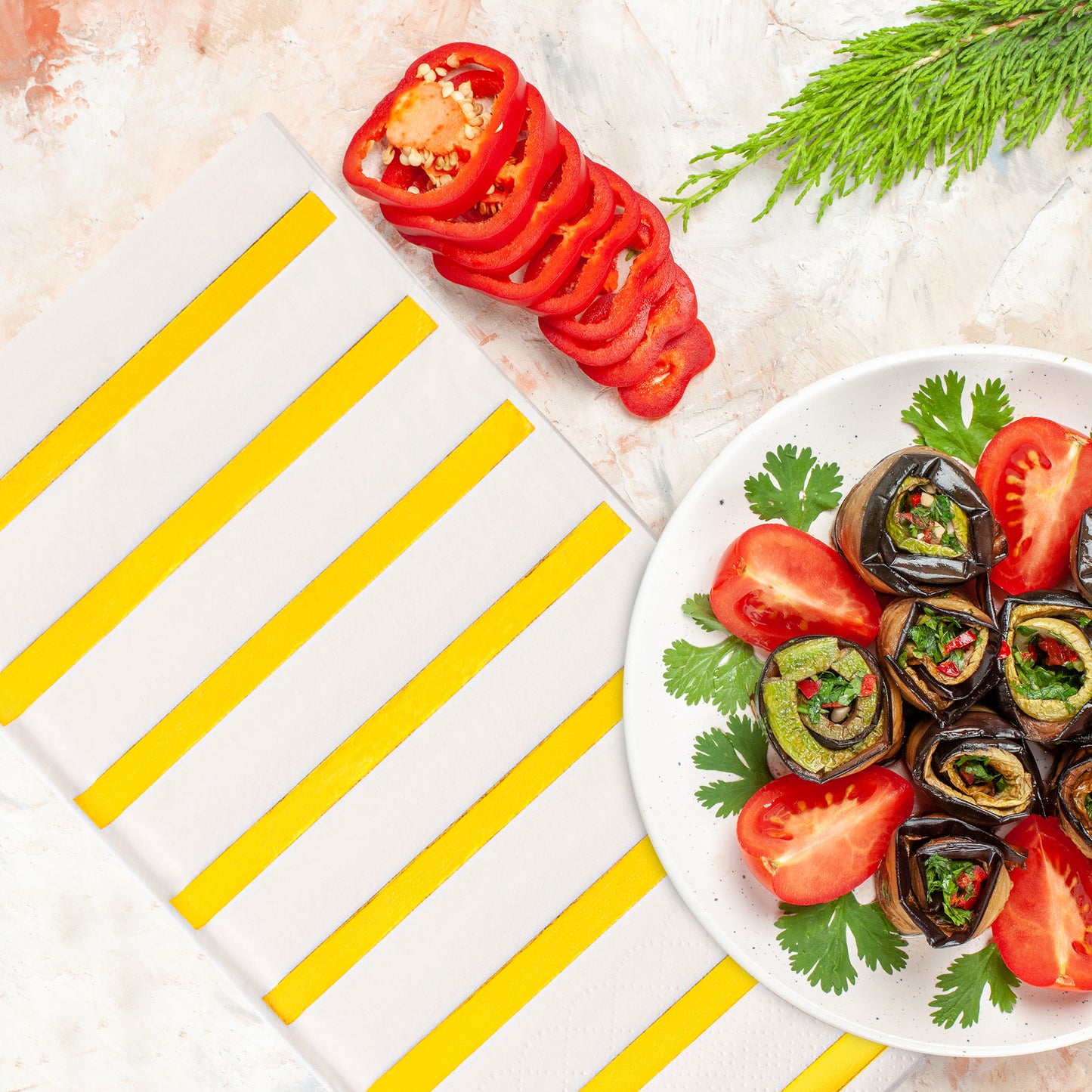 White with Gold Stripes Disposable Paper Dinner Napkins