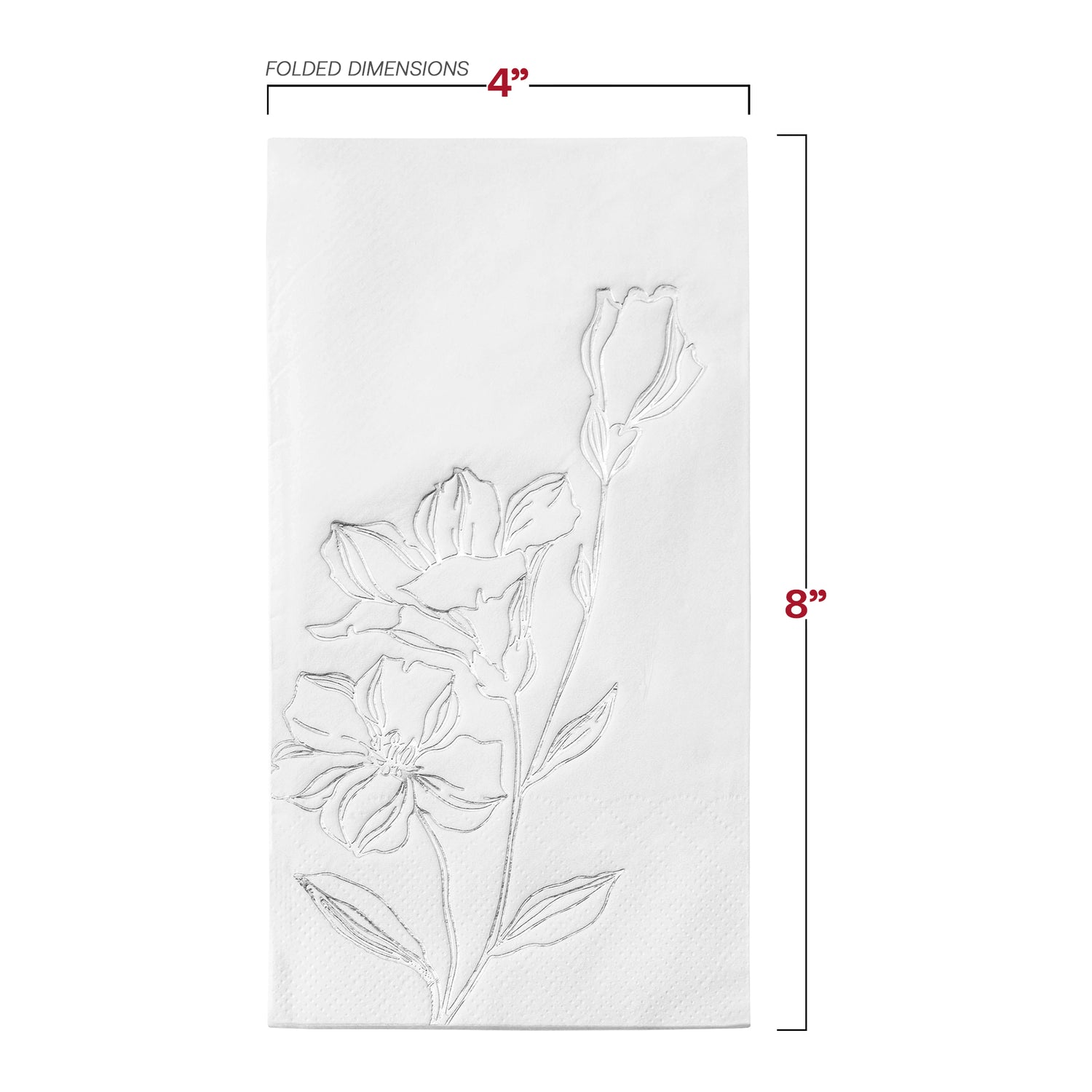 White with Silver Antique Floral Paper Dinner Napkins Dimension | The Kaya Collection