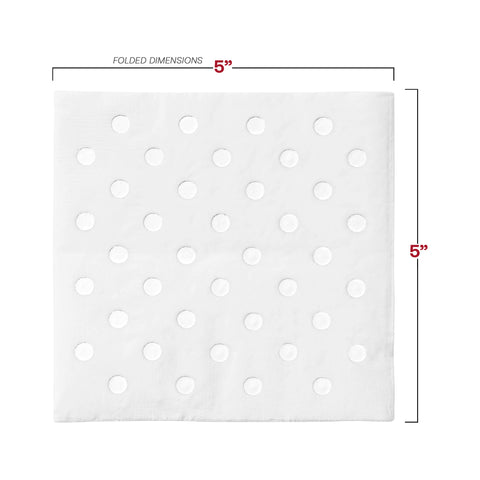 White with Silver Dots Paper Beverage/Cocktail Napkins Dimension | The Kaya Collection