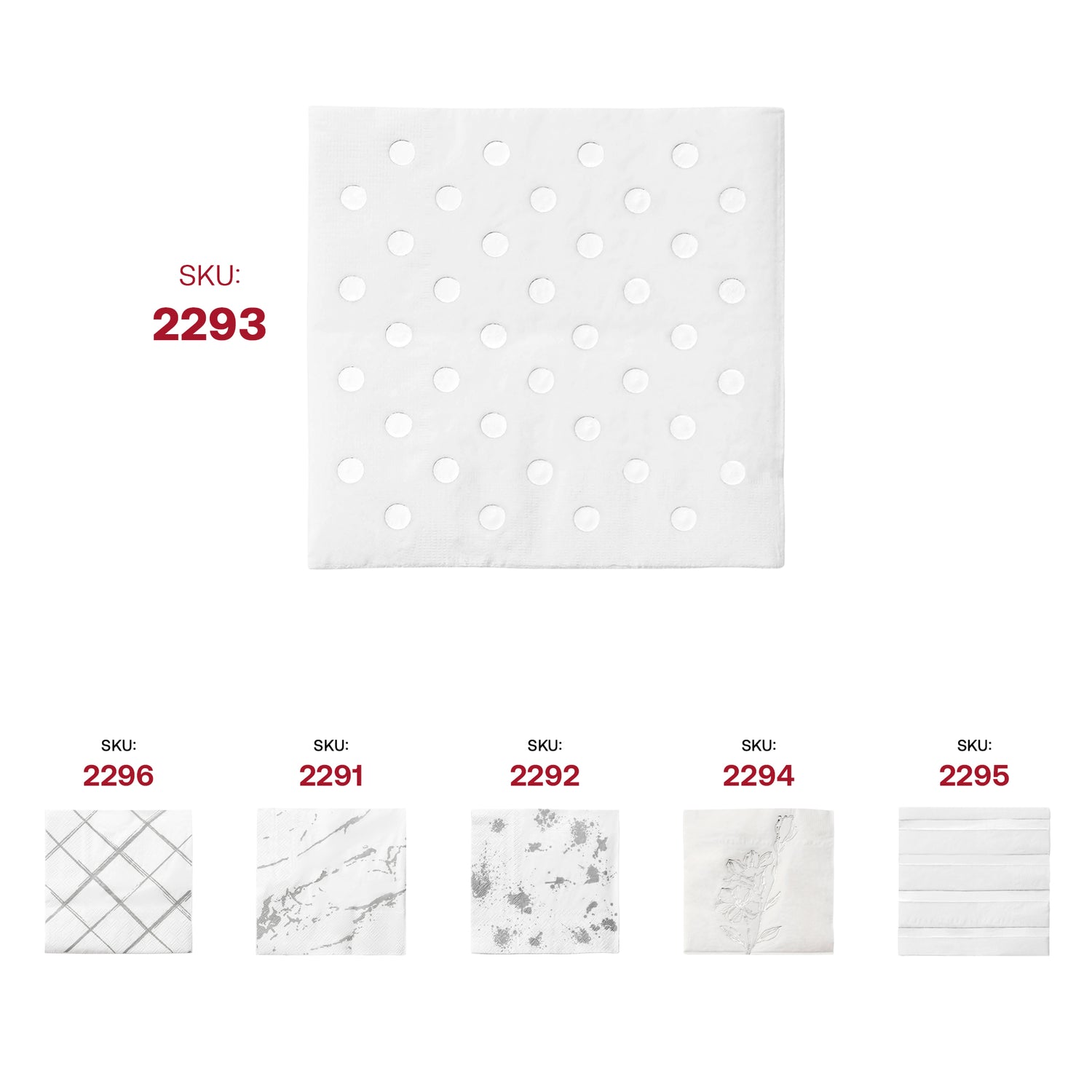 White with Silver Dots Paper Beverage/Cocktail Napkins SKU | The Kaya Collection