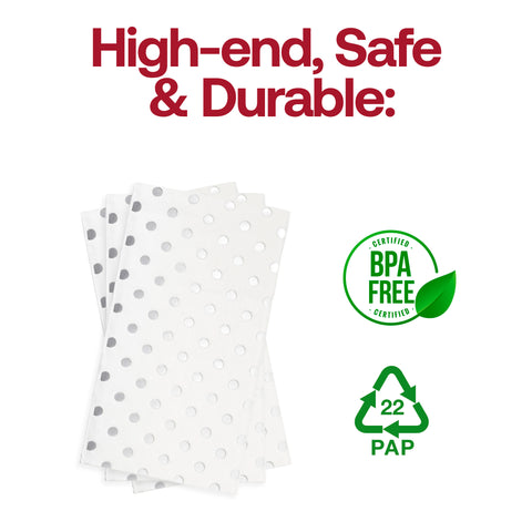 White with Silver Dots Paper Dinner Napkins BPA | The Kaya Collection