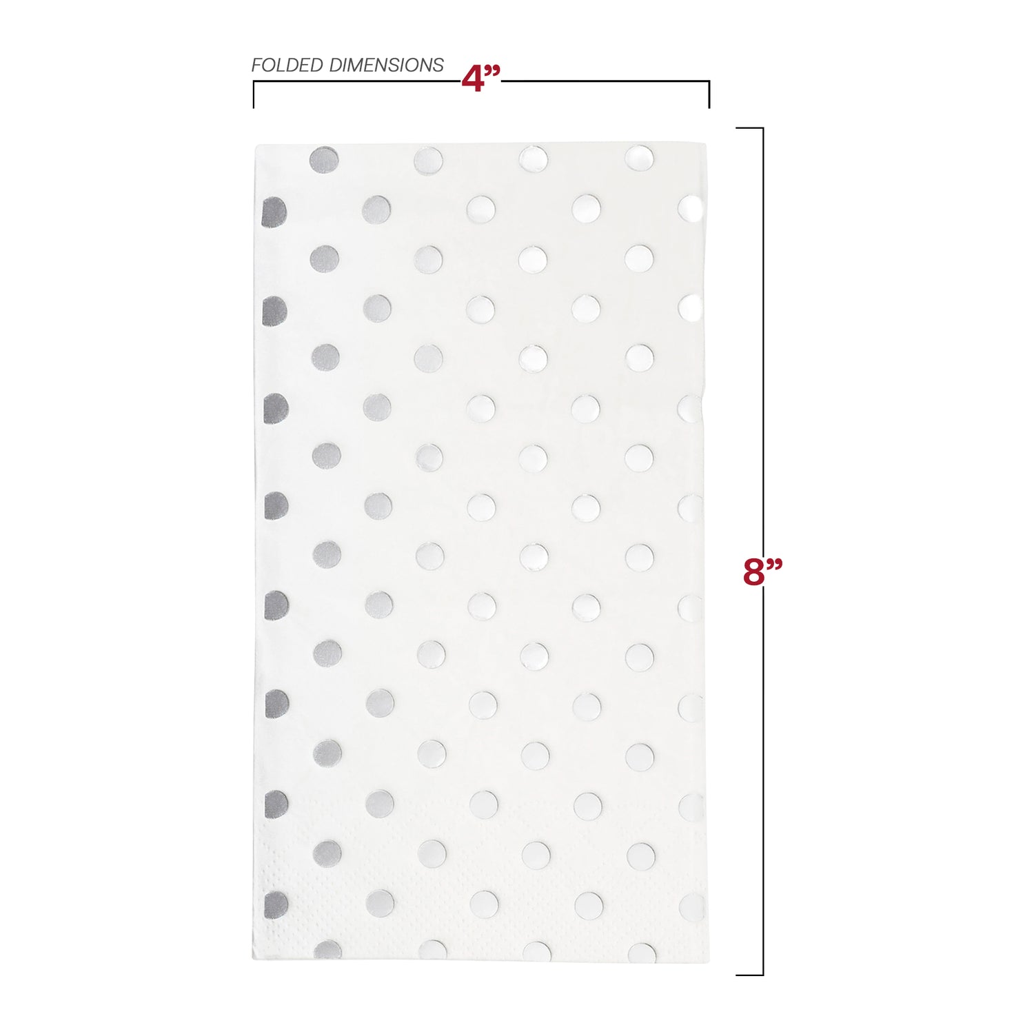 White with Silver Dots Paper Dinner Napkins Dimension | The Kaya Collection