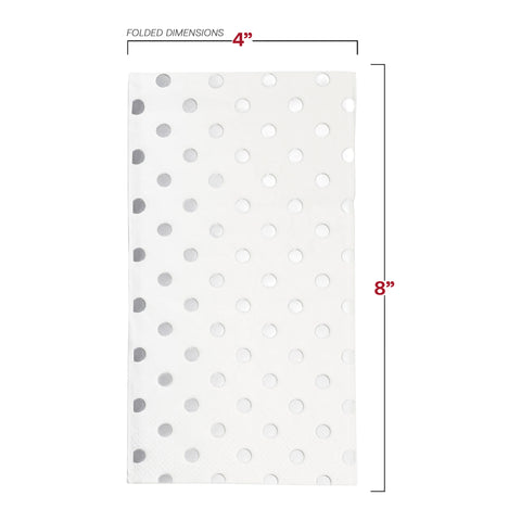 White with Silver Dots Paper Dinner Napkins Dimension | The Kaya Collection
