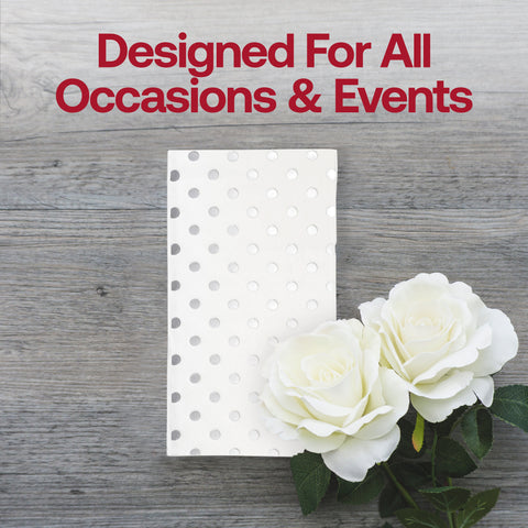 White with Silver Dots Paper Dinner Napkins Lifestyle | The Kaya Collection