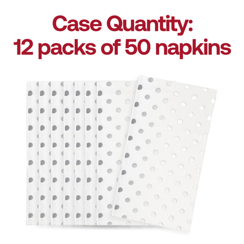 White with Silver Dots Paper Dinner Napkins Quantity | The Kaya Collection