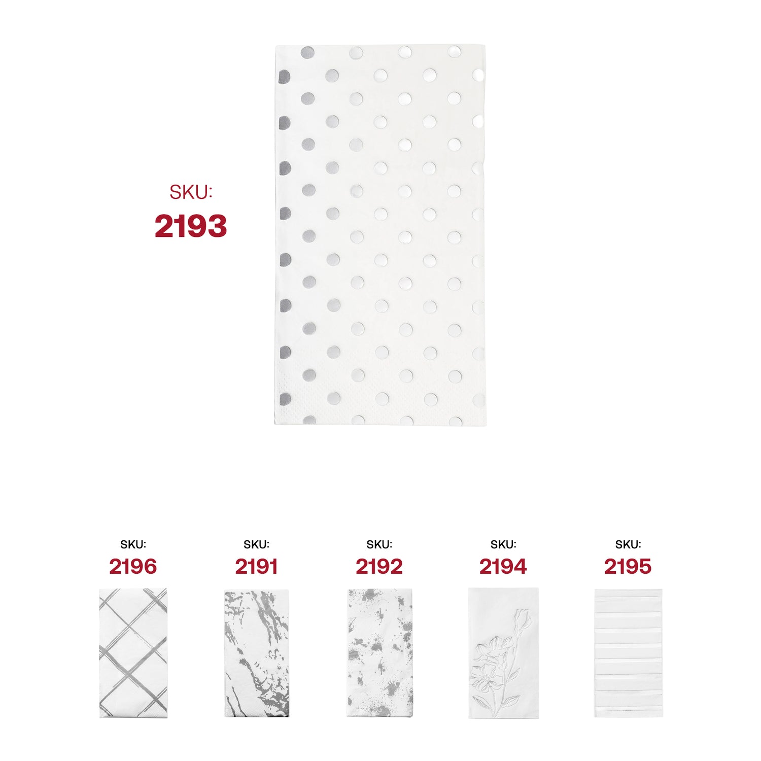 White with Silver Dots Paper Dinner Napkins SKU | The Kaya Collection