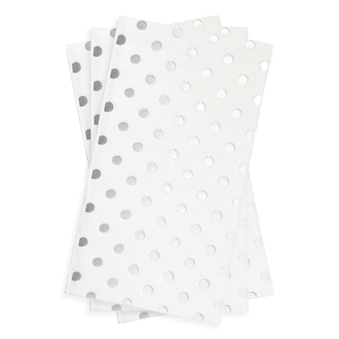 White with Silver Dots Paper Dinner Napkins Secondary | The Kaya Collection