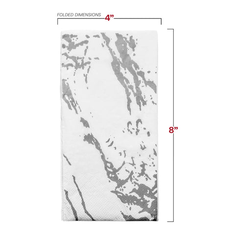 White with Silver Marble Paper Dinner Napkins Dimension | The Kaya Collection