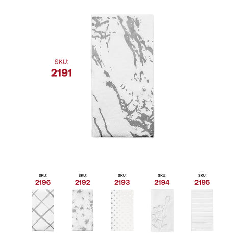 White with Silver Marble Paper Dinner Napkins SKU | The Kaya Collection