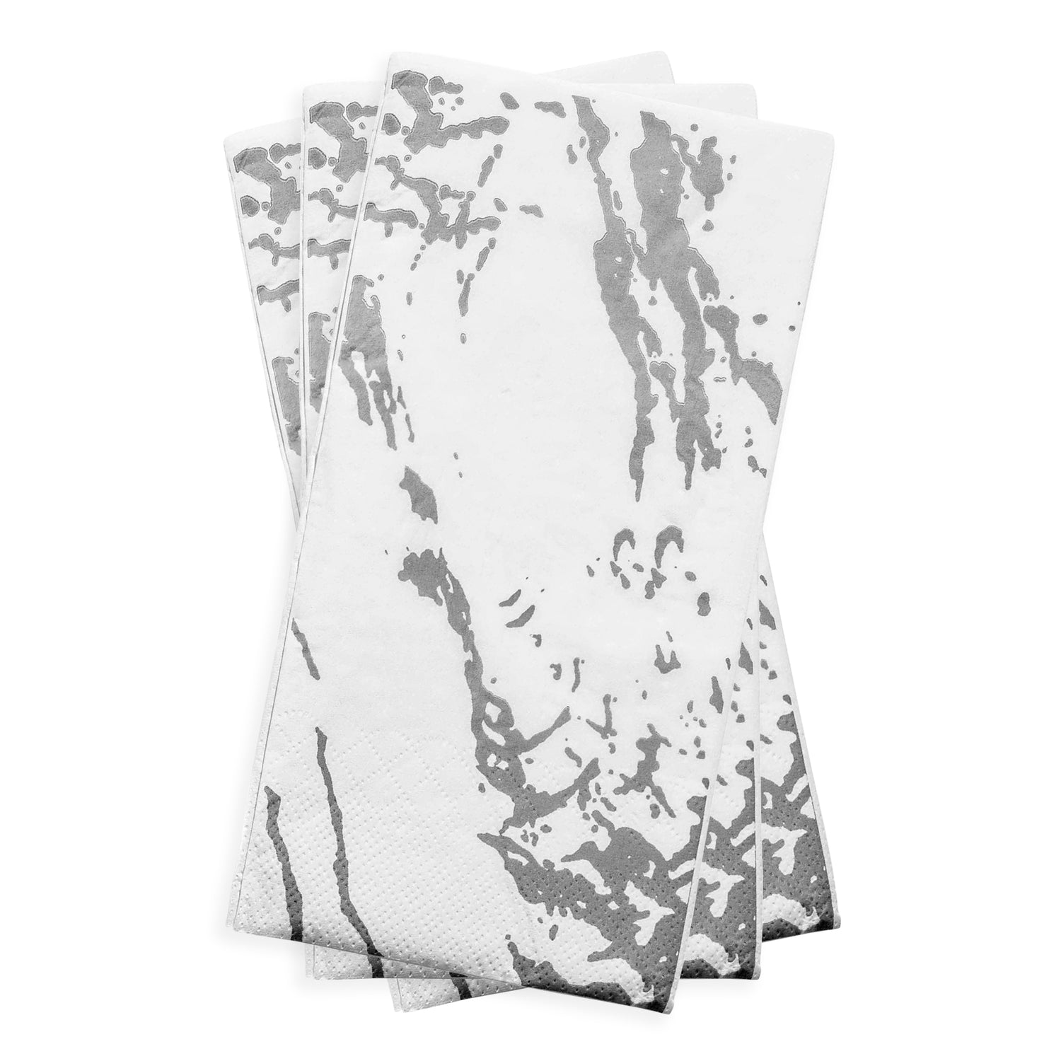 White with Silver Marble Paper Dinner Napkins Secondary | The Kaya Collection