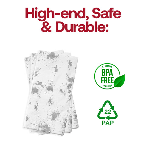 White with Silver Paint Splatter Paper Dinner Napkins BPA | The Kaya Collection