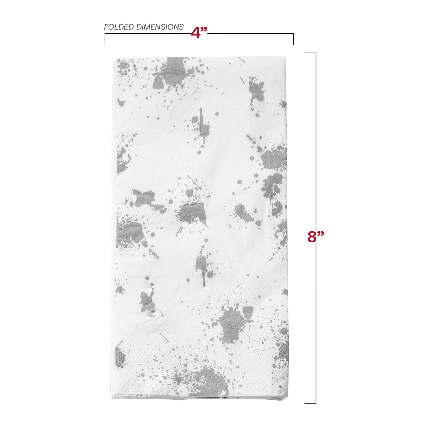 White with Silver Paint Splatter Paper Dinner Napkins Dimension | The Kaya Collection
