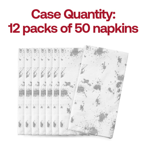 White with Silver Paint Splatter Paper Dinner Napkins Quantity | The Kaya Collection