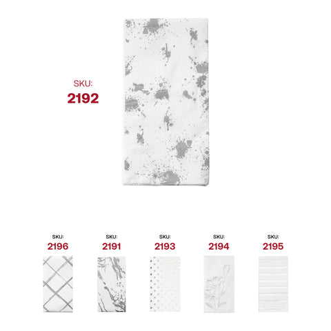 White with Silver Paint Splatter Paper Dinner Napkins SKU | The Kaya Collection