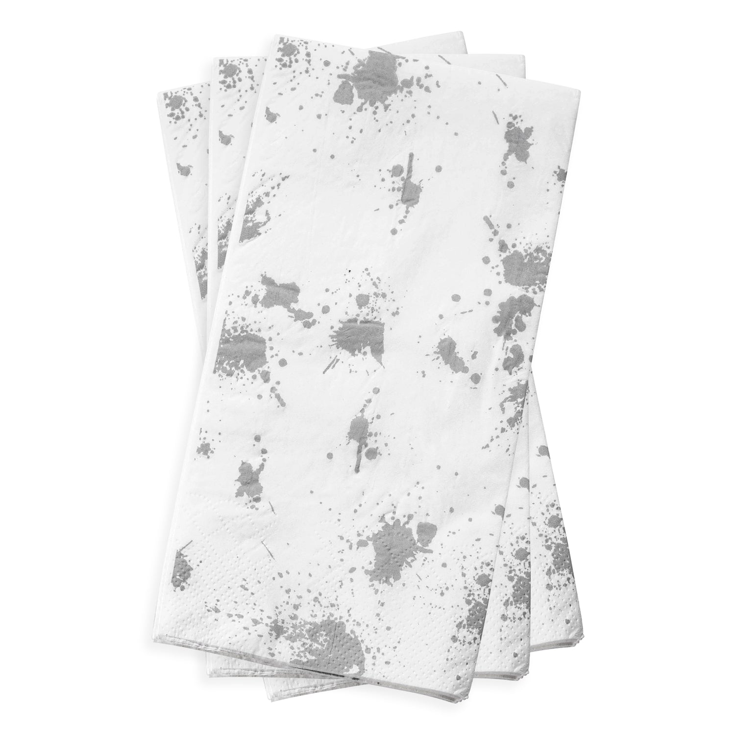 White with Silver Paint Splatter Paper Dinner Napkins Secondary | The Kaya Collection