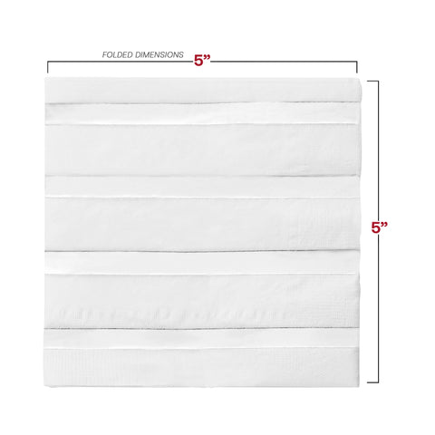 White with Silver Stripes Paper Beverage/Cocktail Napkins Dimension | The Kaya Collection