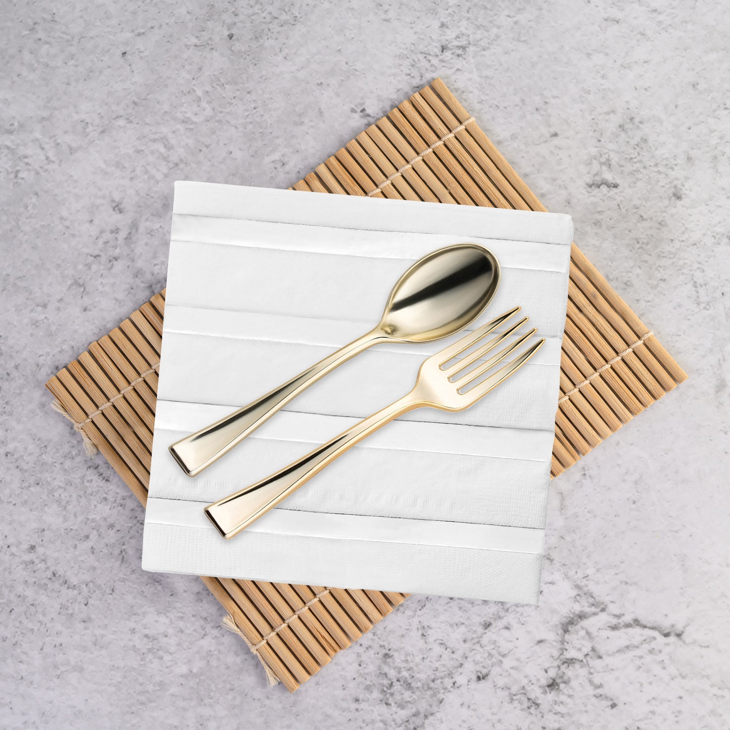 White with Silver Stripes Disposable Paper Beverage/Cocktail Napkins