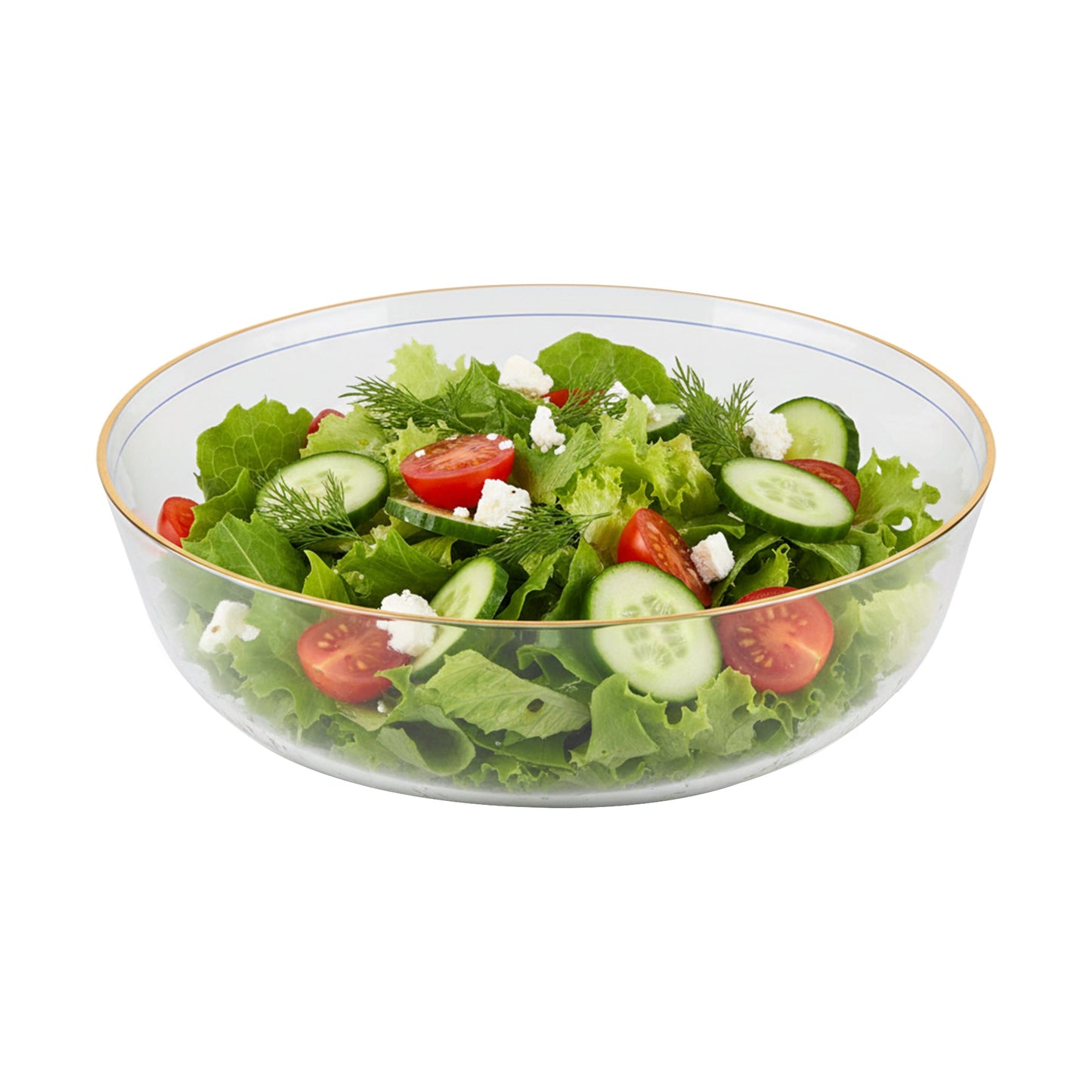 16 oz Clear with Gold Flat Plastic Soup Bowls