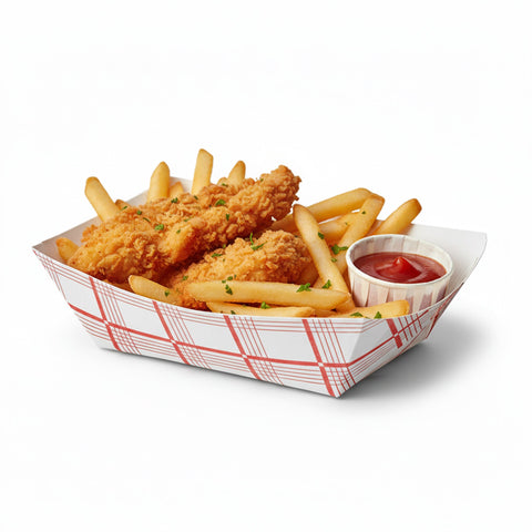 4 oz Red Plaid Paper Food Trays