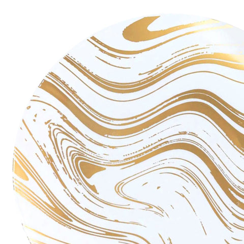 White with Gold Waves Plastic Dinner Plates (10.25