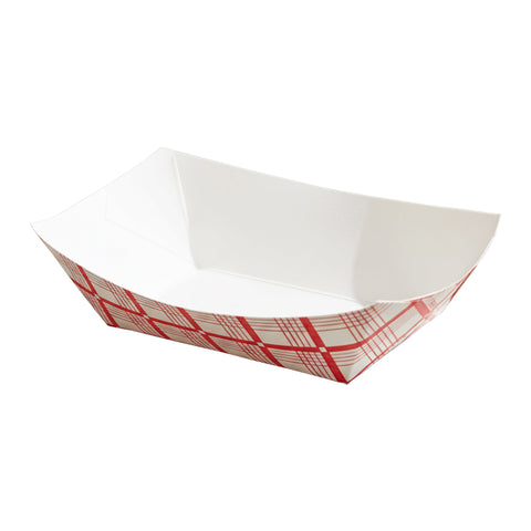 2 lb Red Plaid Paper Food Trays