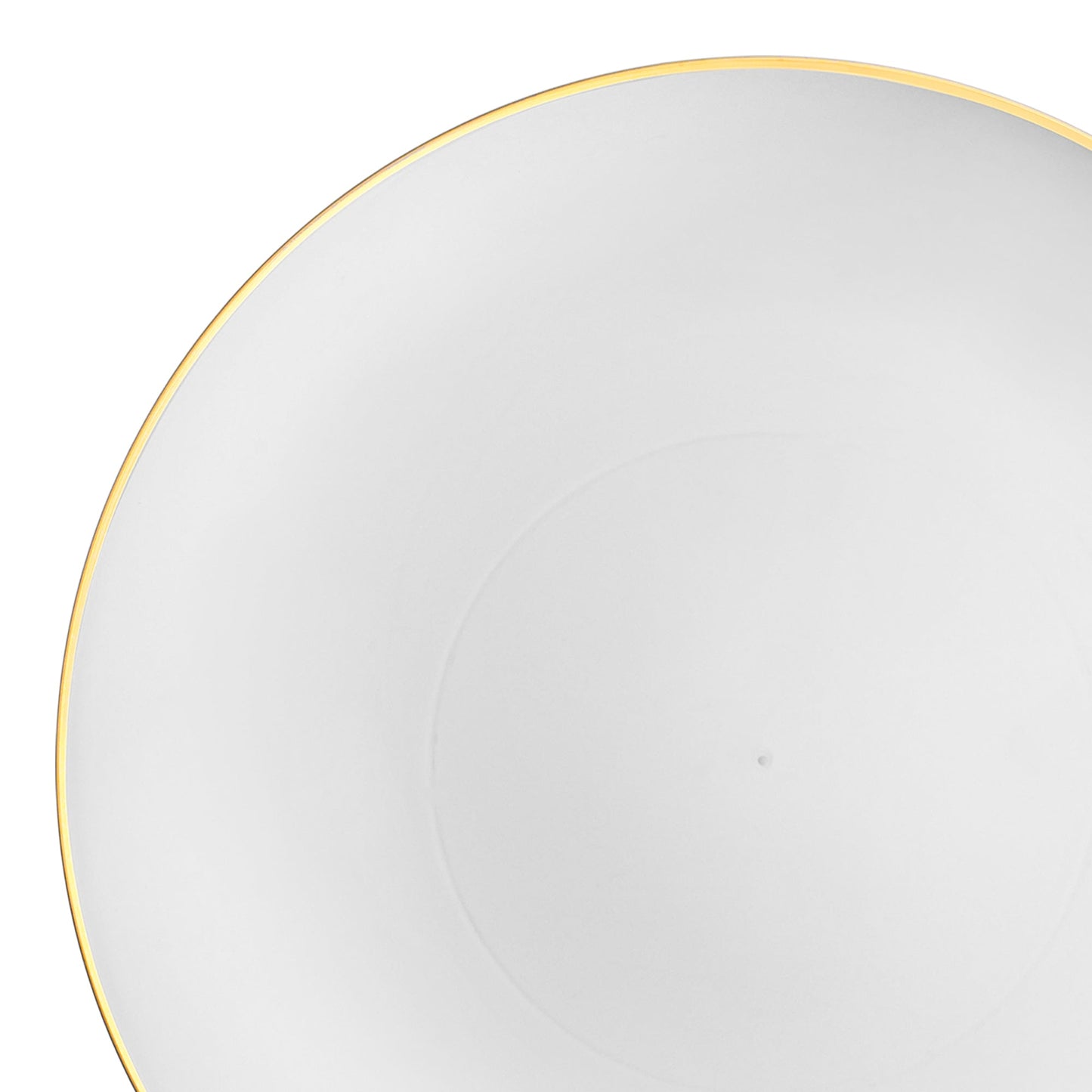 9" White with Gold Organic Plastic Dinner Plates