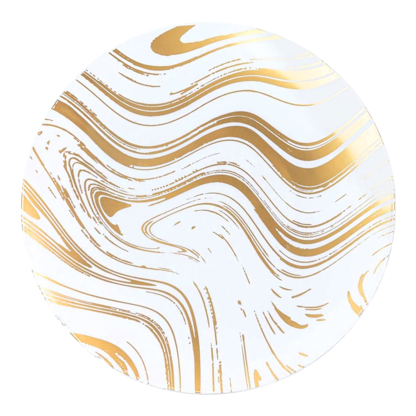 White with Gold Waves Plastic Dinner Plates (10.25")