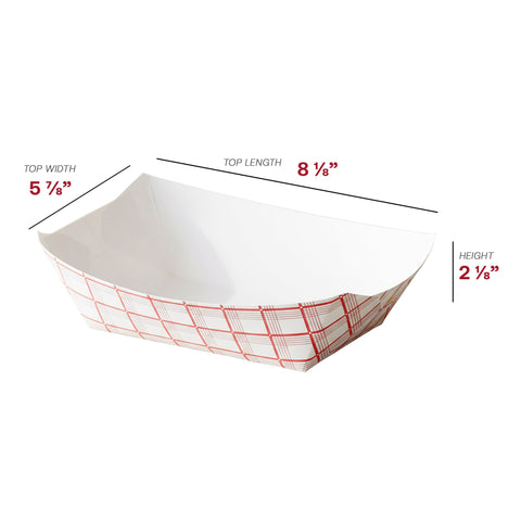 3 lb Red Plaid Paper Food Trays