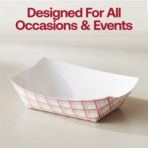 5 lb Red Plaid Paper Food Trays