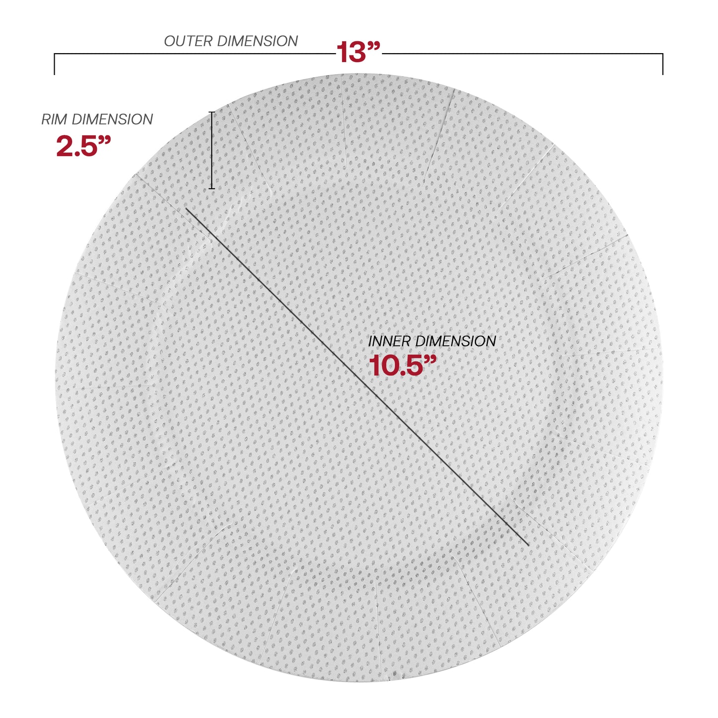 Glitz White Round Paper Charger Plates (13")