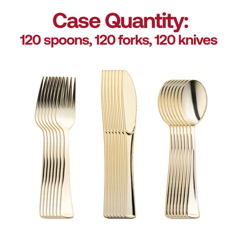 Shiny Gold Classic Cutlery Plastic Cutlery Set