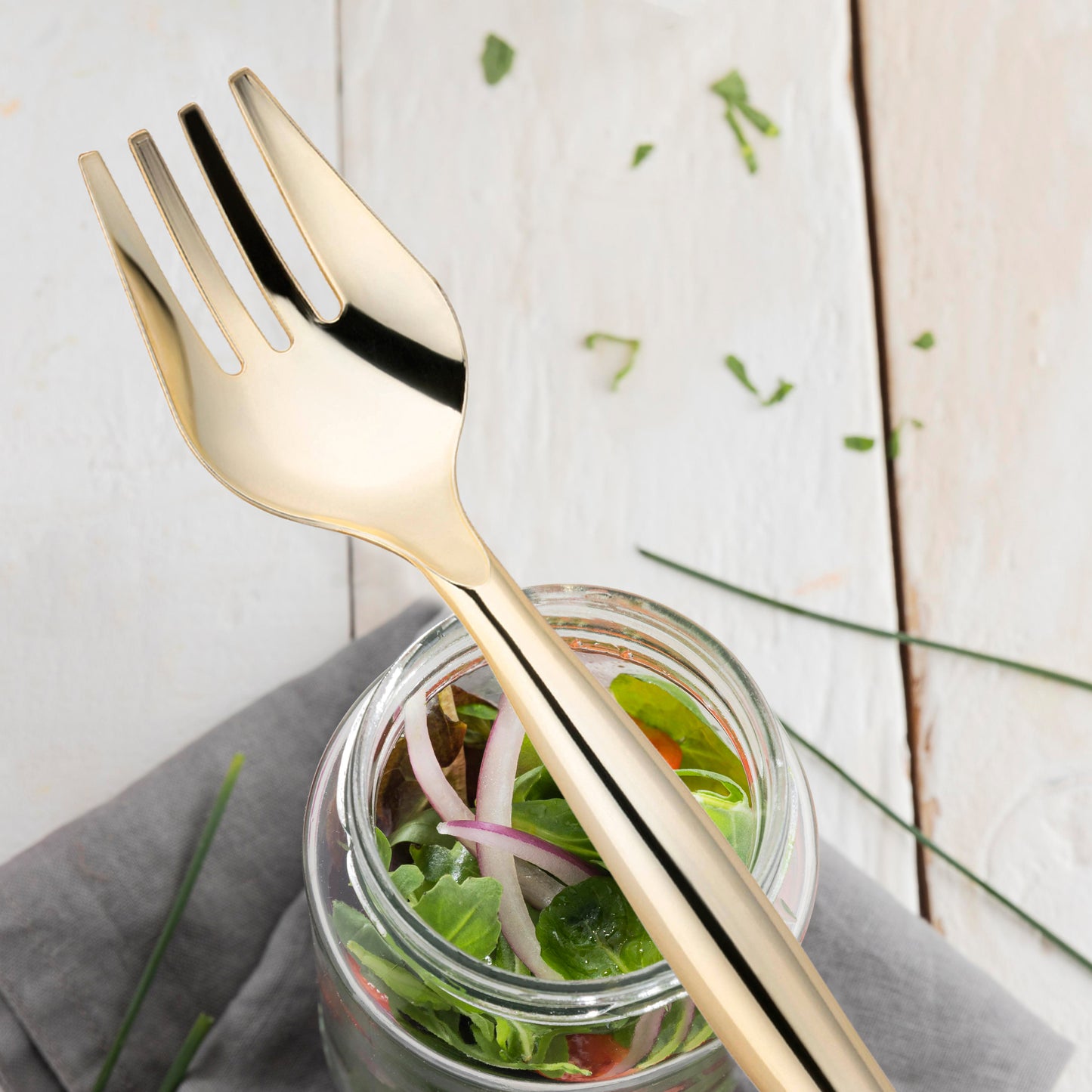 Gold Plastic Disposable Serving Forks