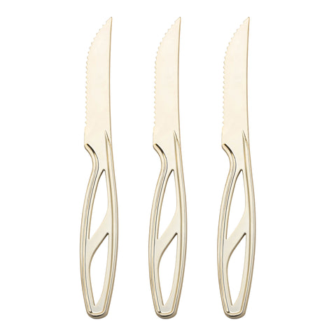 Gold Plastic Disposable Steak Knives