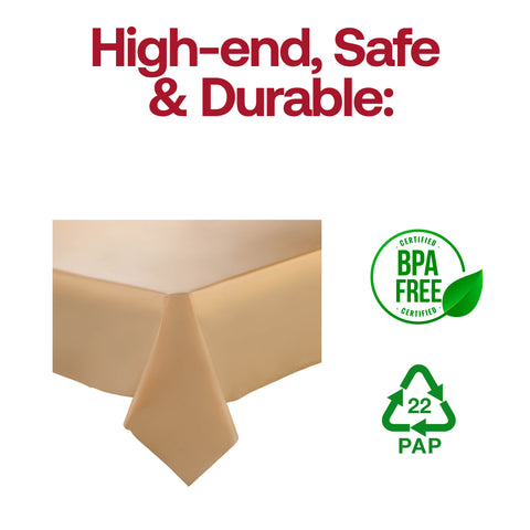 Gold Rectangular Plastic Tablecloths (54