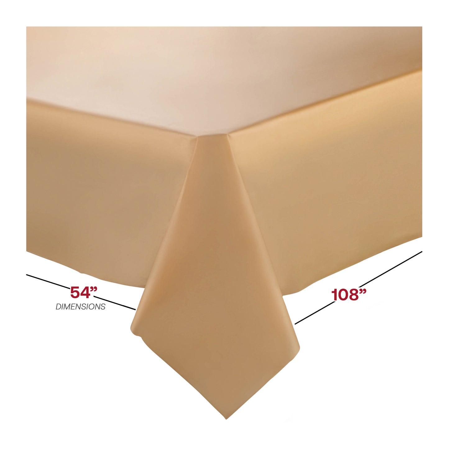 Gold Rectangular Plastic Tablecloths (54" x 108")