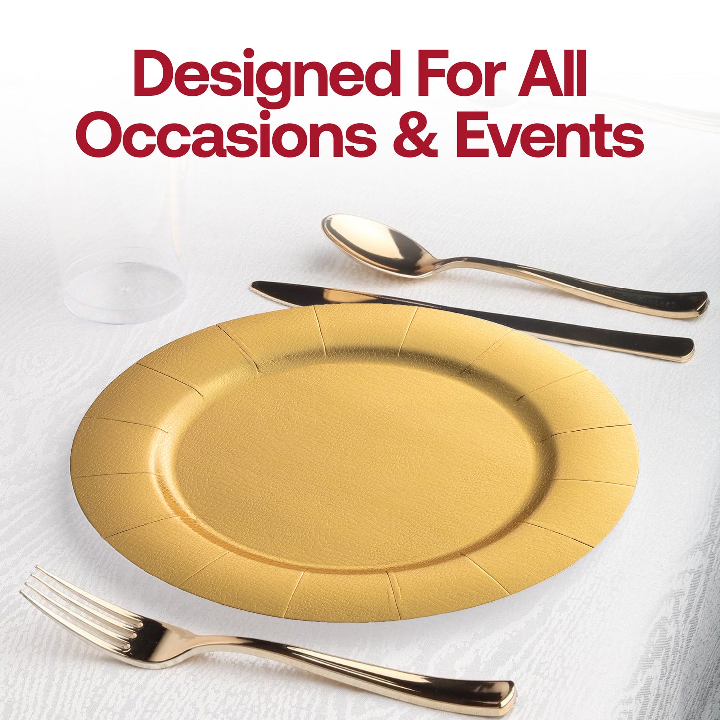 Gold Round Paper Disposable Charger Plates (13")