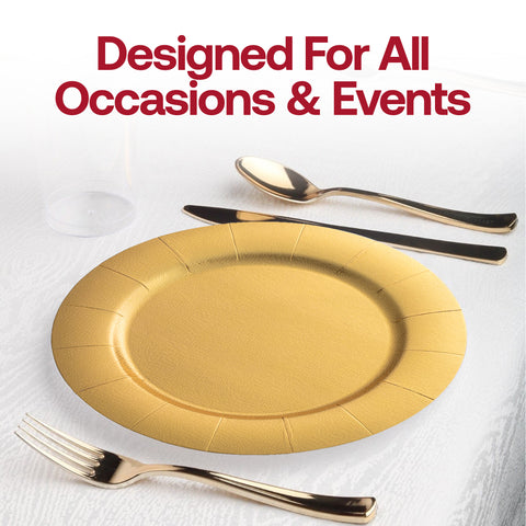 Gold Round Paper Disposable Charger Plates (13