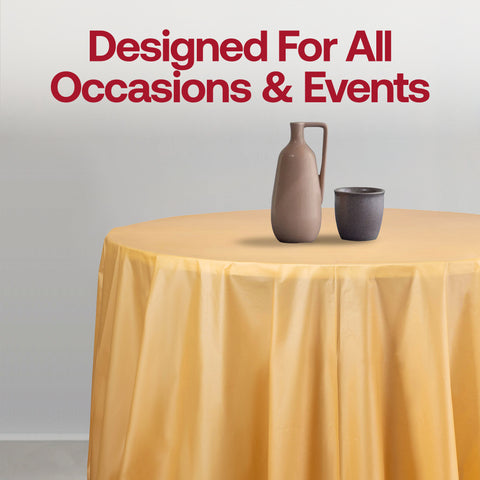 Gold Round Plastic Tablecloths (84