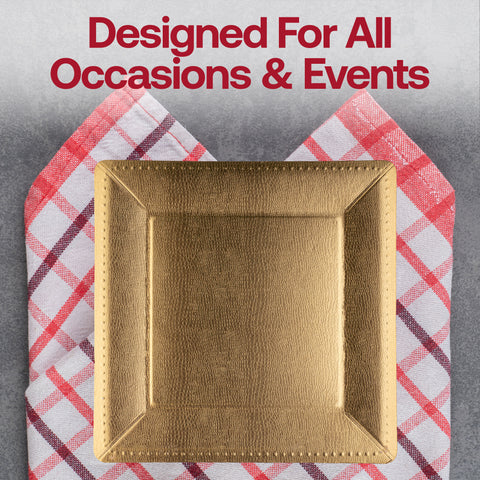 Gold Square Edge Beaded Paper Disposable Charger Plates (13