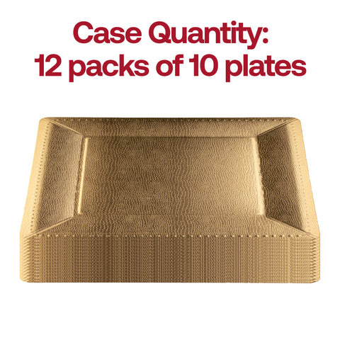 Gold Square Edge Beaded Paper Disposable Charger Plates (13