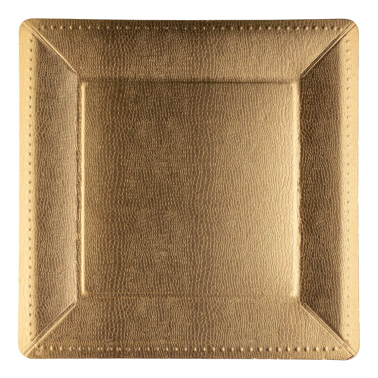 Gold Square Edge Beaded Paper Disposable Charger Plates (13")