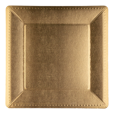 Gold Square Edge Beaded Paper Disposable Charger Plates (13