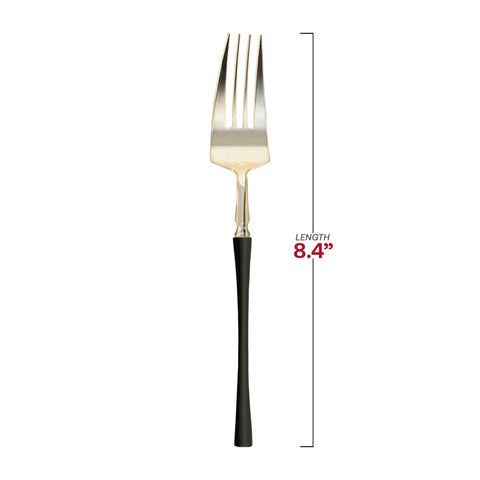Shiny Gold with Black Handle Moderno Disposable Plastic Dinner Forks