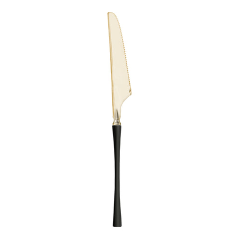 Shiny Gold with Black Handle Moderno Disposable Plastic Dinner Knives