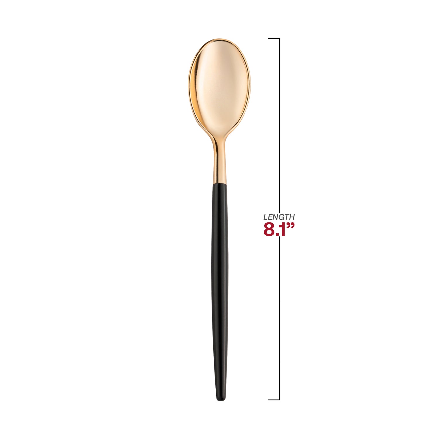 Gold with Black Handle Moderno Disposable Plastic Dinner Spoons Dimension | The Kaya Collection