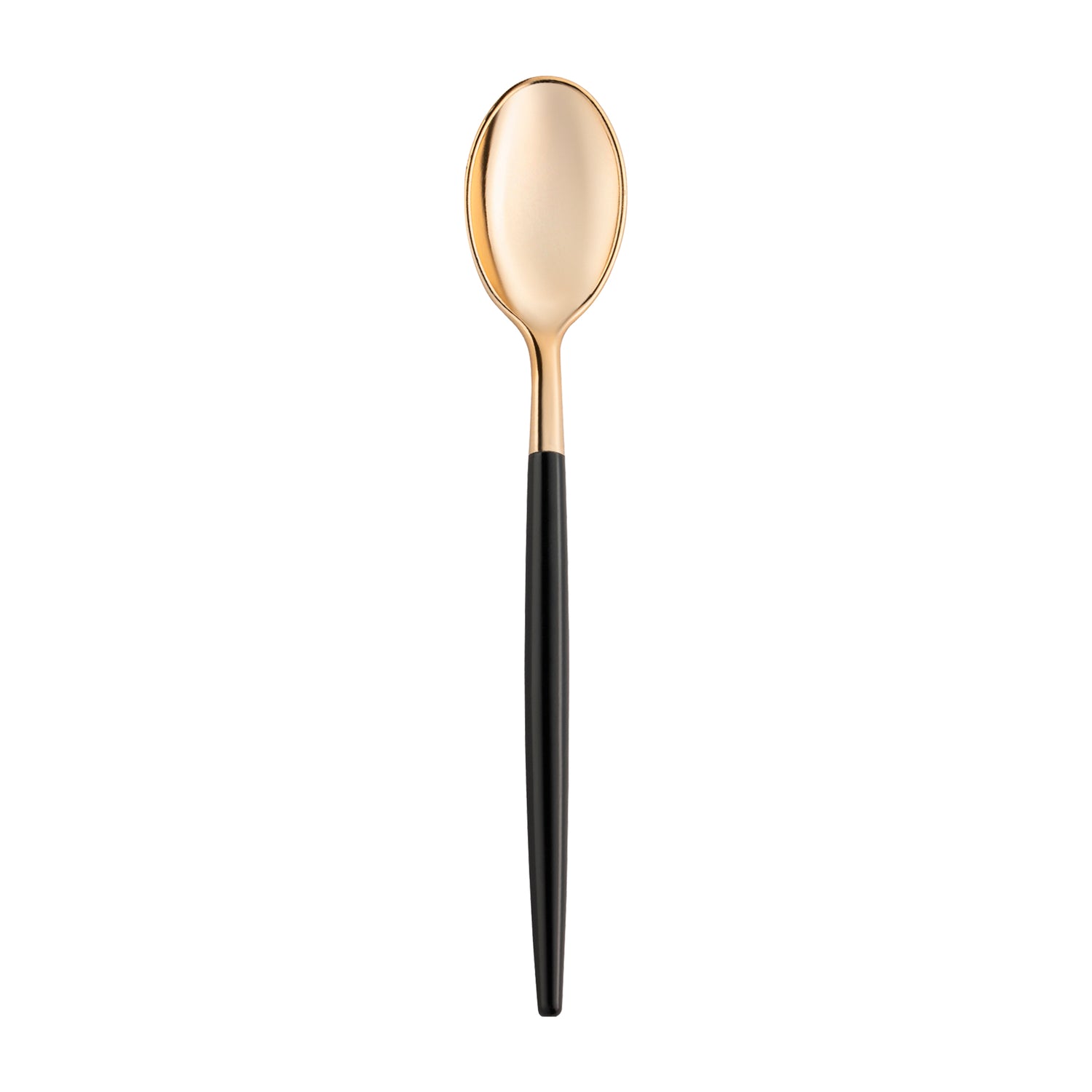 Gold with Black Handle Moderno Disposable Plastic Dinner Spoons Main | The Kaya Collection